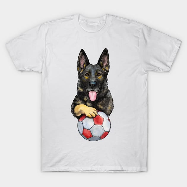 German Shepherd Soccer Ball T-Shirt by Noewi